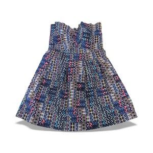 Paper Crane Strapless Blue Geometric Dress -‎ Size M